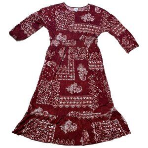 NEW NWT Tags LuLaRoe Evelyn Smocked Waist Maxi Dress Long Sleeve Red Paisley